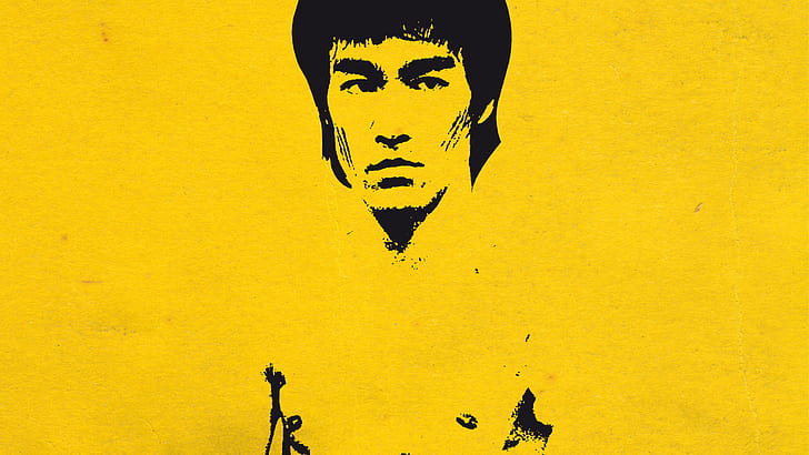 Bruce Lee Chillin HD, hitam, bruce lee, chillin, santai, kuning, Wallpaper HD