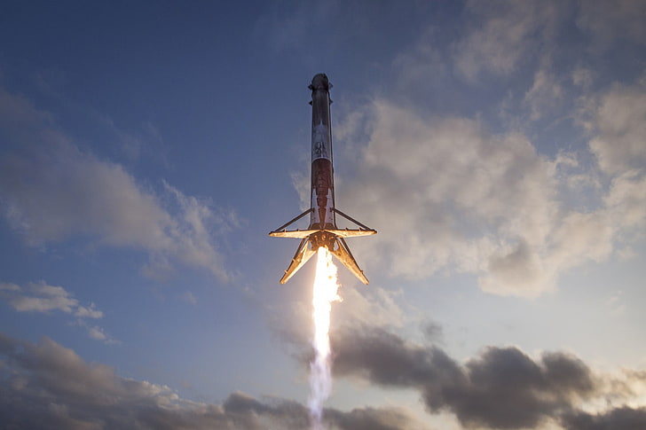 brun och svart takfläkt, SpaceX, raket, eld, HD tapet
