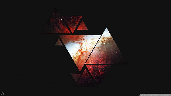 trójkąt biało-czerwona tapeta cyfrowa, trójkąt, geometria, abstrakcja, Tapety HD