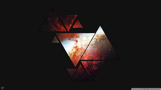 треугольник белые и красные цифровые обои, треугольник, геометрия, аннотация, HD обои HD wallpaper