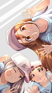 Hataraku Saibou, gadis anime, sel, loli, topi, pirang, Platelet-chan, Wallpaper HD HD wallpaper