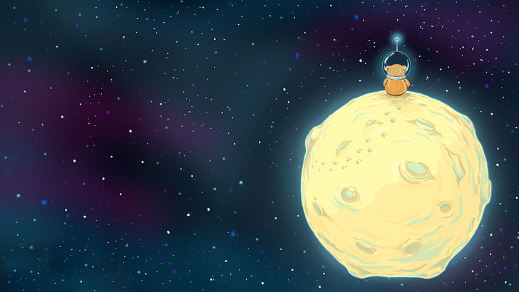 bear sitting on top of meteor digital wallpaper, space, stars, the moon, figure, astronaut, bear, helmet, HD wallpaper