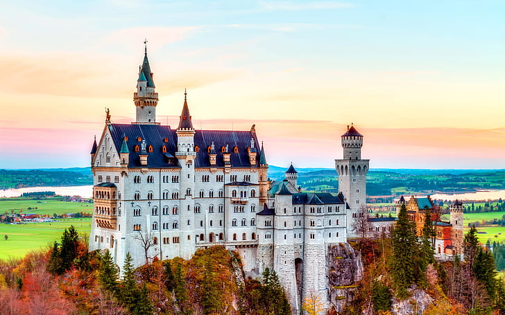 ปราสาทนอยชวานสไตน์บาวาเรียเยอรมนีฤดูใบไม้ร่วงนอยชวานสไตน์ปราสาทบาวาเรียเยอรมนีฤดูใบไม้ร่วง, วอลล์เปเปอร์ HD
