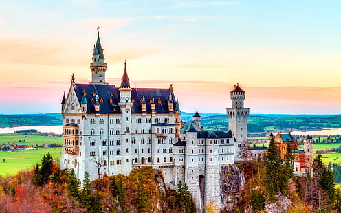Kastil Neuschwanstein, Bavaria, Jerman, musim gugur, Kastil Neuschwanstein, Bavaria, Jerman, Musim Gugur, Wallpaper HD HD wallpaper