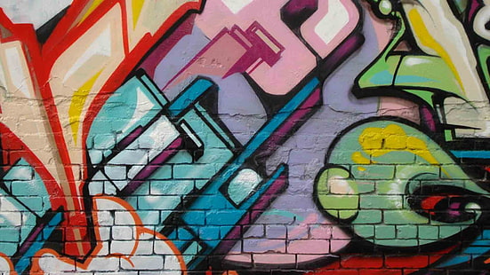 разноцветная настенная роспись, граффити, HD обои HD wallpaper