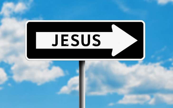 Односторонний знак Иисуса, обозначение Иисуса, Бог, Господь Иисус, синий, облако, господин, HD обои