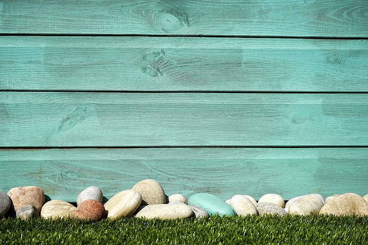 colors, garden, grass, lawn, pastel, rocks, WALL, wood, HD wallpaper