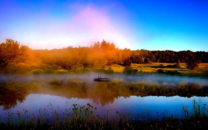 Misty River, lake photography, landscape, mist, river, morning, nature and landscapes, HD wallpaper
