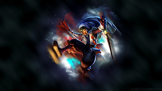 makhluk memegang wallpaper pedang, League of Legends, Shaco (League of Legends), Wallpaper HD HD wallpaper