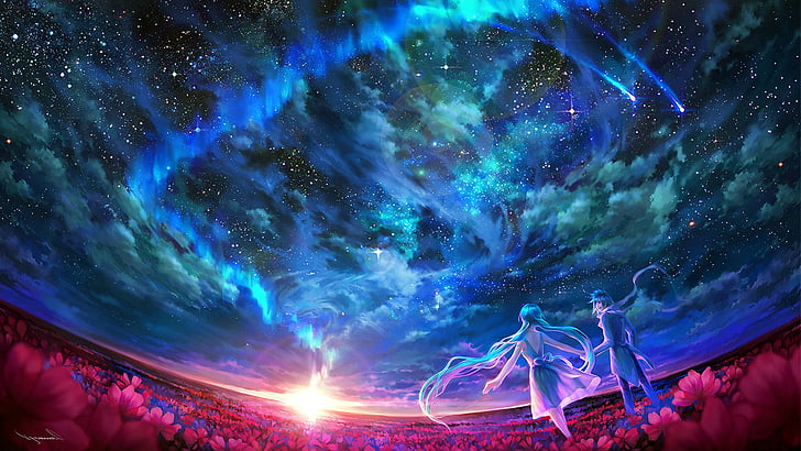 anime, star, light, digital, design, space, wallpaper, graphic, art, fantasy, pattern, fractal, texture, shape, color, futuristic, stars, laser, motion, generated, abstraction, effect, night, shiny, curve, backdrop, science, computer, glow, artistic, graphics, galaxy, optical device, style, dynamic, technology, bright, render, black, cosmos, HD wallpaper