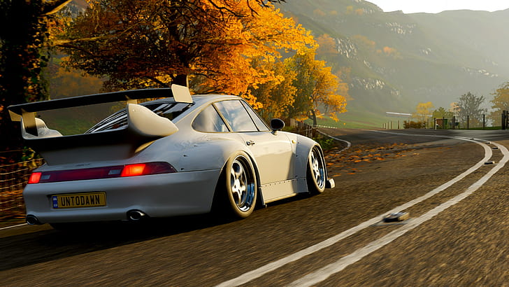Forza Horizon 4, car, Alfa Romeo, Alfa Romeo 8C, Porsche, Porsche 911 GT2 RS, video games, PC gaming, racing, HD wallpaper