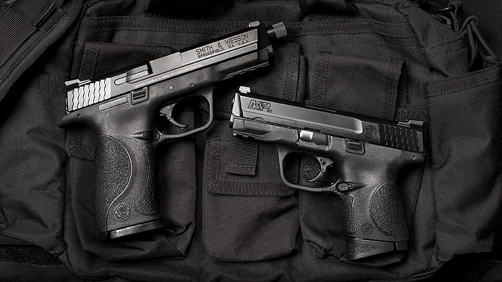 waffe, pistole, feuerwaffe, abzug, schmied und wesson, pistole, schwarz und weiß, einfarbig, HD-Hintergrundbild