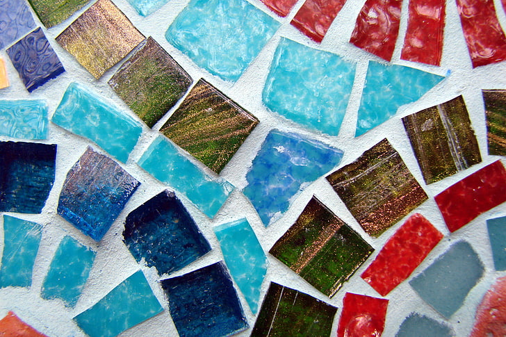 multicolored wall, color, mosaic, pebbles, HD wallpaper