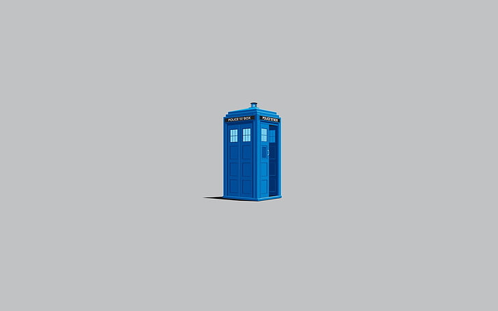 gudang biru, tanpa benang, sederhana, Doctor Who, TARDIS, minimalis, Wallpaper HD