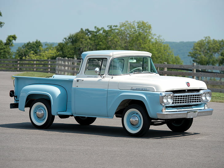 1958, 8 3, cabina, custom, f 100, f100, flareside, ford, pickup, retro, Sfondo HD
