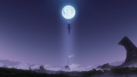 pełnia księżyca i tapeta z postaciami w grze, Evangelion, Evangelion: 2.0 You Can (Not) Advance, Anime, Moon, Neon Genesis Evangelion, Tapety HD HD wallpaper