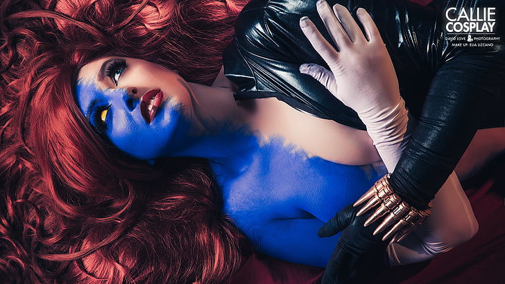 Callie Cosplay X-Men Mystique wallpaper, girl, costume, Mystic, blue skin, Cosplay, HD wallpaper