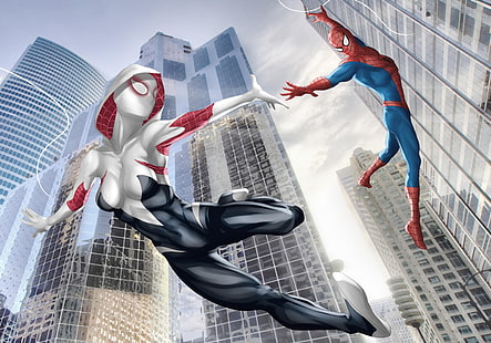 ムービー、スパイダーマン：Into The Spider-Verse、Spider-Gwen、Spider-Man、 HDデスクトップの壁紙 HD wallpaper