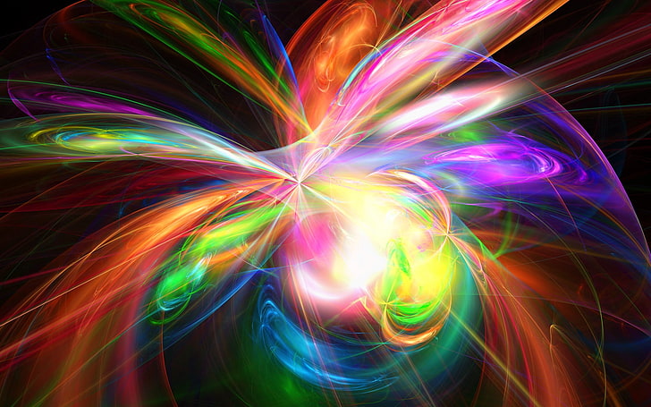 multicolored lights, explosion, rainbow, colorful, color, HD wallpaper