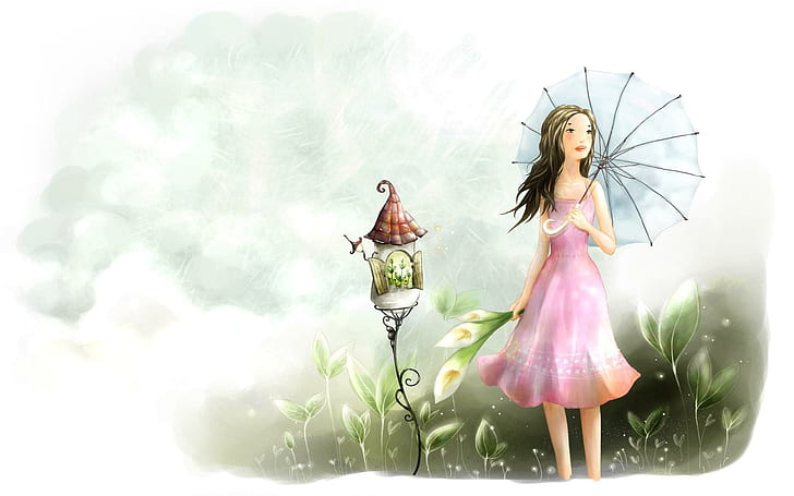 Rainy Girl, natur, söt, regn, flicka, natur och landskap, HD tapet