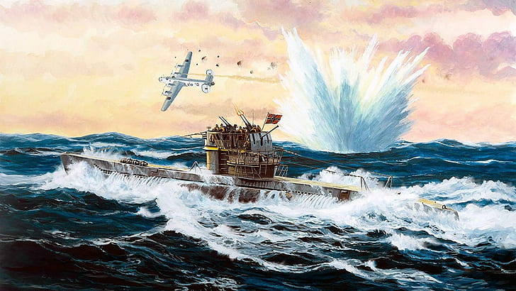 潜水艦、海軍、クリーグスマリン、タイプVII-C / 41、 HDデスクトップの壁紙