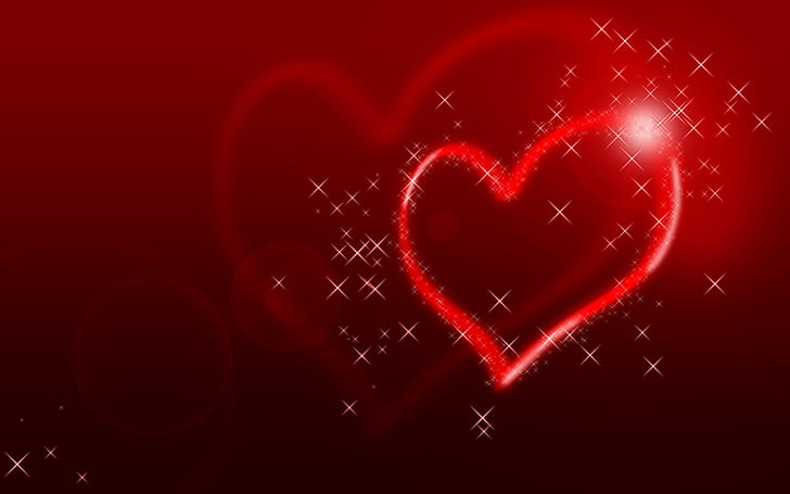 Coeur scintillant, fond d'écran illustration coeur rouge, coeur, scintillant, amour, Fond d'écran HD
