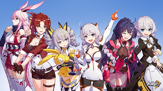 O jogo Honkai Impact 3rd, Bronya Zaychik, Kiana Kaslana, Murata Himeko, Raiden Mei, Theresa Apocalypse, Yae Sakura (Honkai Impact 3rd), HD papel de parede HD wallpaper