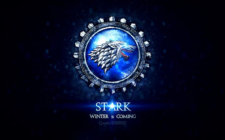 wolf, Game of Thrones, Song of Ice and Fire, winter is coming, Stark, heraldry, coat of arms, motto, George RR Martin, noble house Stark, HD wallpaper