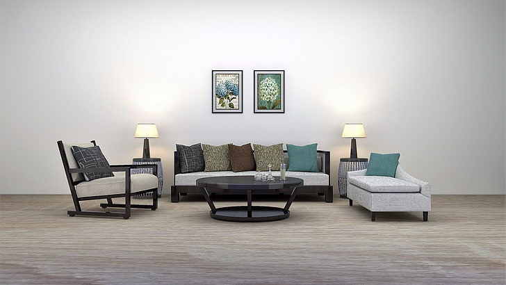 quarto, sala de estar, design, simples, sofá, casa, HD papel de parede