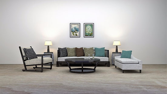 غرفة المعيشة تصميم بسيط أريكة المنزل، خلفية HD HD wallpaper