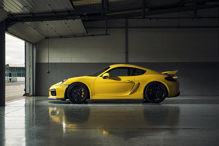 Porsche, Porsche Cayman GT4, Car, Porsche Cayman, Sport Car, Vehicle, Yellow Car, HD wallpaper