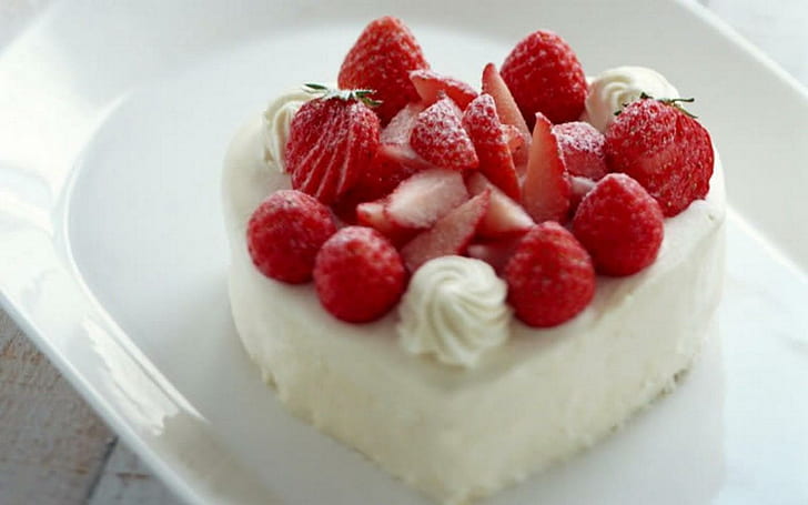 *** Dessert ***, cake, food, strawberries, dessert, 3d and abstract, HD wallpaper