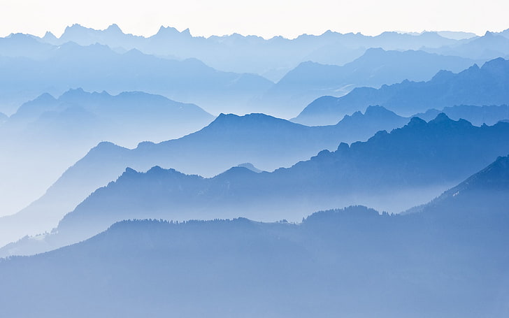 صورة ظلية الجبال والمناظر الطبيعية والطبيعة، خلفية HD