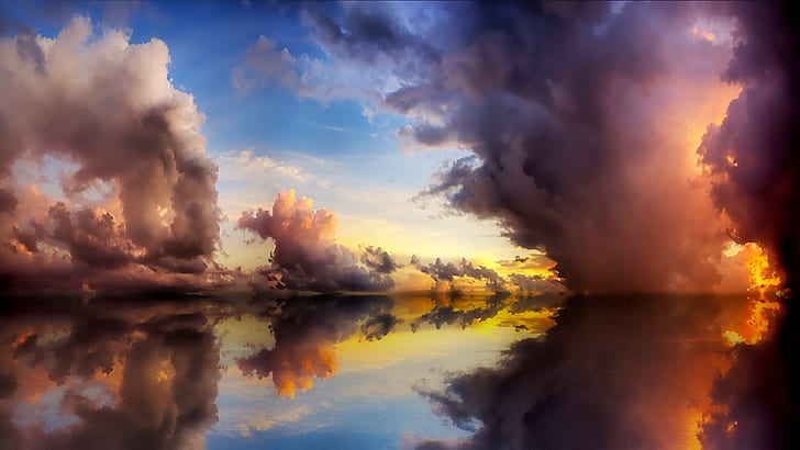 ธรรมชาติน้ำท้องฟ้าเมฆแสงแดด, วอลล์เปเปอร์ HD