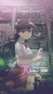 Komi Shouko, Komi-san wa, Comyushou desu., Komi Shuuko, pink, green, forest, sakura (tree), HD wallpaper HD wallpaper