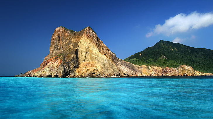 paysage, mer, rocher, côte, montagnes, eau, Fond d'écran HD