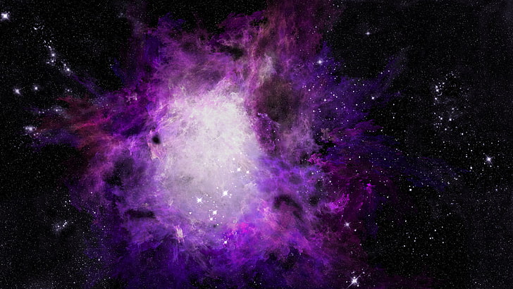 лилав, черен и бял космически тапет, космос, мъглявина, вселена, космическо изкуство, HD тапет