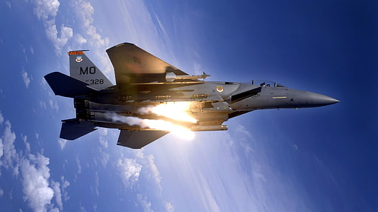 jet tempur abu-abu, pesawat militer, pesawat terbang, jet, F15 Eagle, militer, pesawat terbang, Wallpaper HD HD wallpaper