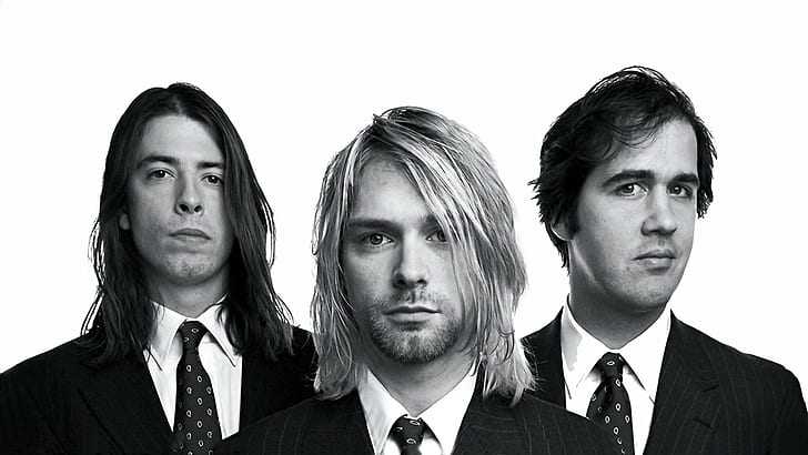Krist Novoselic, Kurt Cobain, Nirvana und Dave Grohl, HD-Hintergrundbild