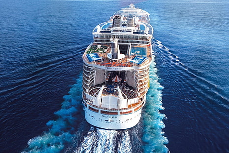 white cruise ship, sea, cruise ship, ship, HD wallpaper HD wallpaper