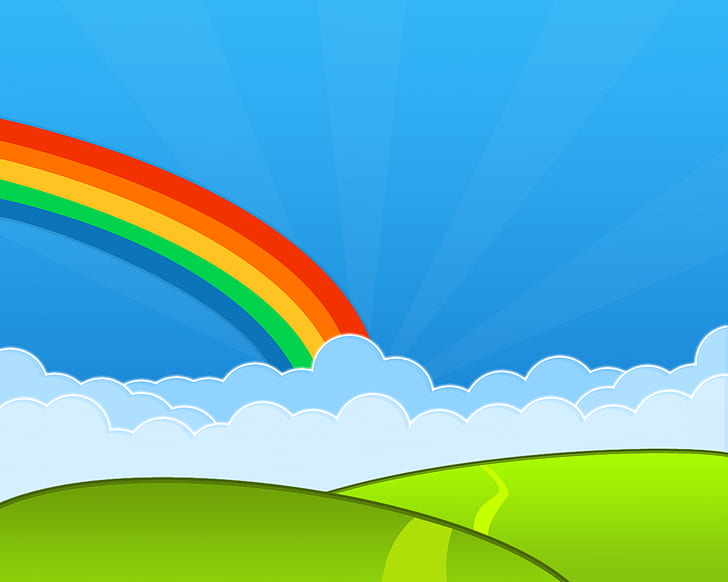 Vector HD, rainbow,clouds and mountain illustration, artistic, vector, HD wallpaper