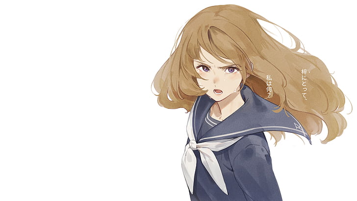 Anime, Anime Girls, einfacher Hintergrund, Hibike!Euphonium, Hiiragi Serina, Schulmädchen, langes Haar, Matrosenuniform, Schuluniform, Tränen, HD-Hintergrundbild