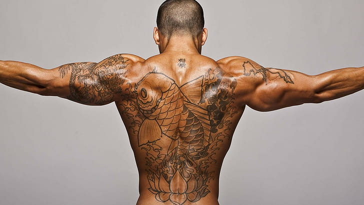 Muscles, Tattoo, Guys, muscles, tattoo, guys, HD wallpaper