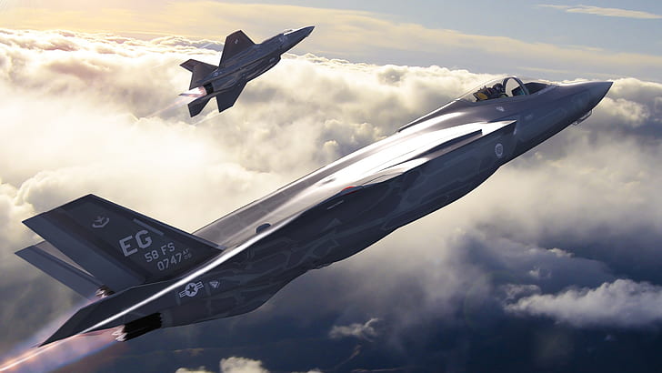 F-35 Lightning II, estadounidense, luchador, relámpago, estadounidense, luchador, Fondo de pantalla HD