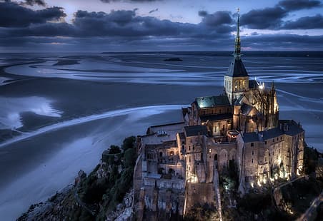 Fransa, Normandiya, The Mont-Saint-Michel, Avranches, HD masaüstü duvar kağıdı HD wallpaper