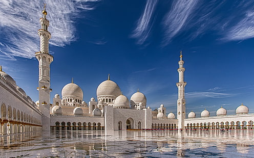 Мечеть шейха Зайда, Абу-Даби, Тадж-Махал, Индия, Религиозная, мусульманская, мечеть, HD обои HD wallpaper