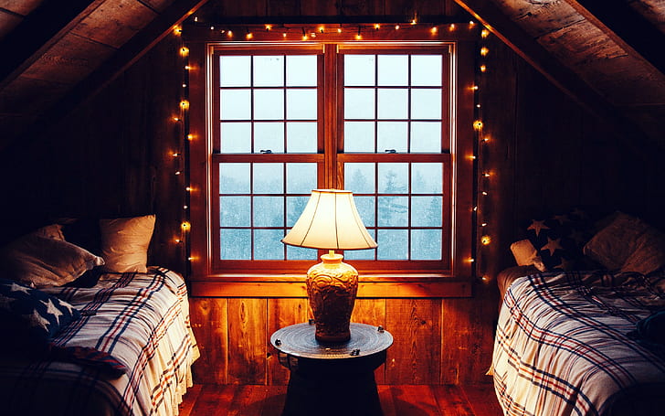 cabine, neve, interior, HD papel de parede