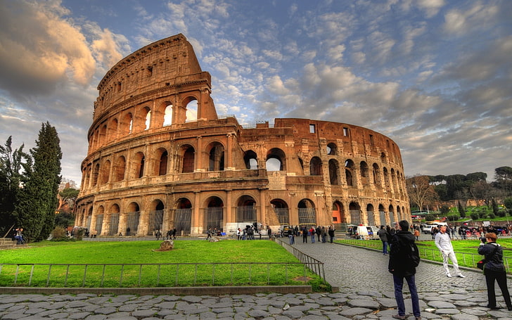 Colosseum\, Rome, colosseum, rome, italy, tourists, attractions, hdr, HD wallpaper