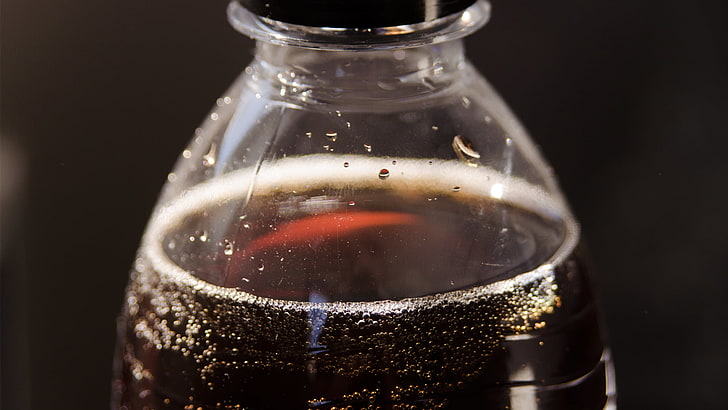 bottiglia di vetro trasparente, Pepsi, Coca-Cola, gocce d'acqua, Sfondo HD
