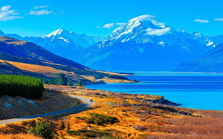 Езерото Пукаки Нова Зеландия Тапет за десктоп Hd, HD тапет